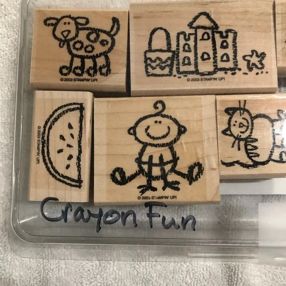 Stampin' Up! Crayon Fun Rubber Stamps 6 Stamps in Set Cards Scrapbooking